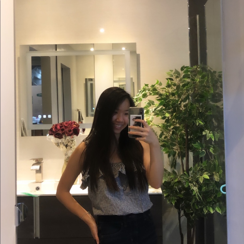 American eagle gingham patterned crop top